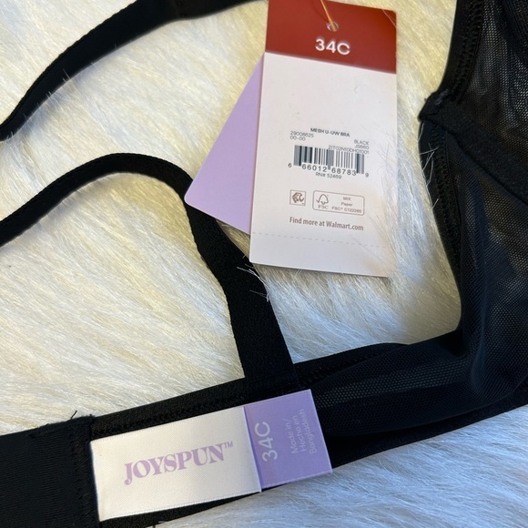 Joyspun Bra Womens Size 34C Black Mesh Sheer Unlined Underwire Back Closure - Picture 6 of 6